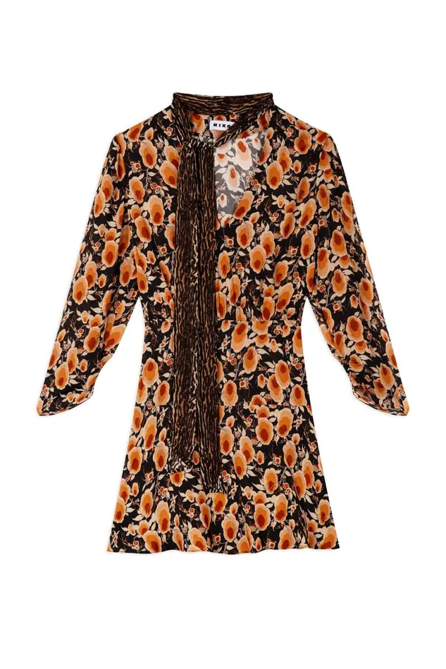Women Dresses RIXO Lilian Sienna Starlet Floral Leopard Mix Women Dresses RIXO Lilian Sienna Starlet Floral Leopard Mix