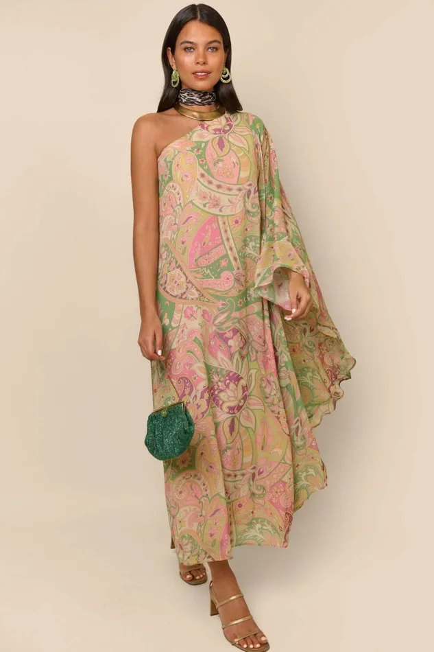 Women Dresses RIXO Liza Grace Paisley Green Women Dresses RIXO Liza Grace Paisley Green