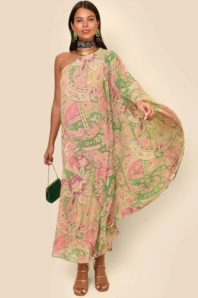 Women Dresses RIXO Liza Grace Paisley Green Women Dresses RIXO Liza Grace Paisley Green