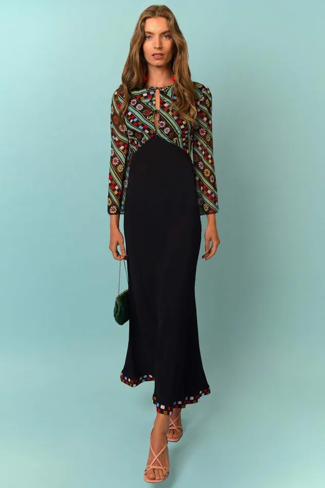 Women Dresses RIXO Lora Black Retro Stripe Women Dresses RIXO Lora Black Retro Stripe