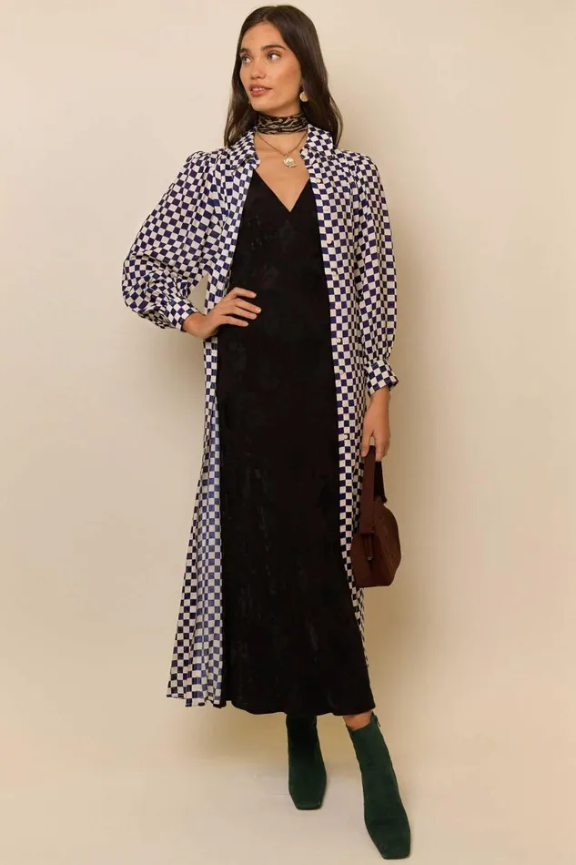Women Dresses RIXO Maddison Navy Cream Checkerboard Women Dresses RIXO Maddison Navy Cream Checkerboard