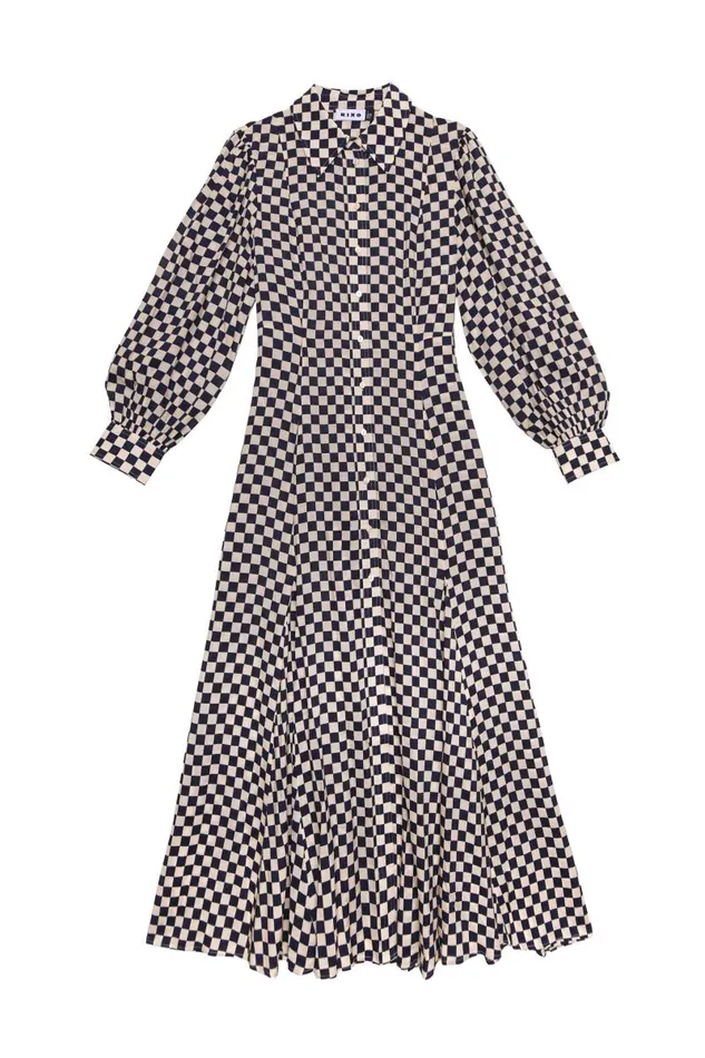 Women Dresses RIXO Maddison Navy Cream Checkerboard Women Dresses RIXO Maddison Navy Cream Checkerboard