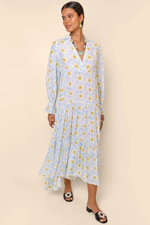 Women Dresses RIXO Mali Wavey Sun Ivory