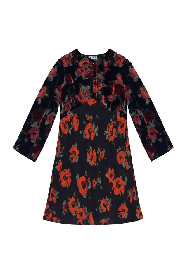 Women Dresses RIXO Malibu Black Poppy Burnout Mix