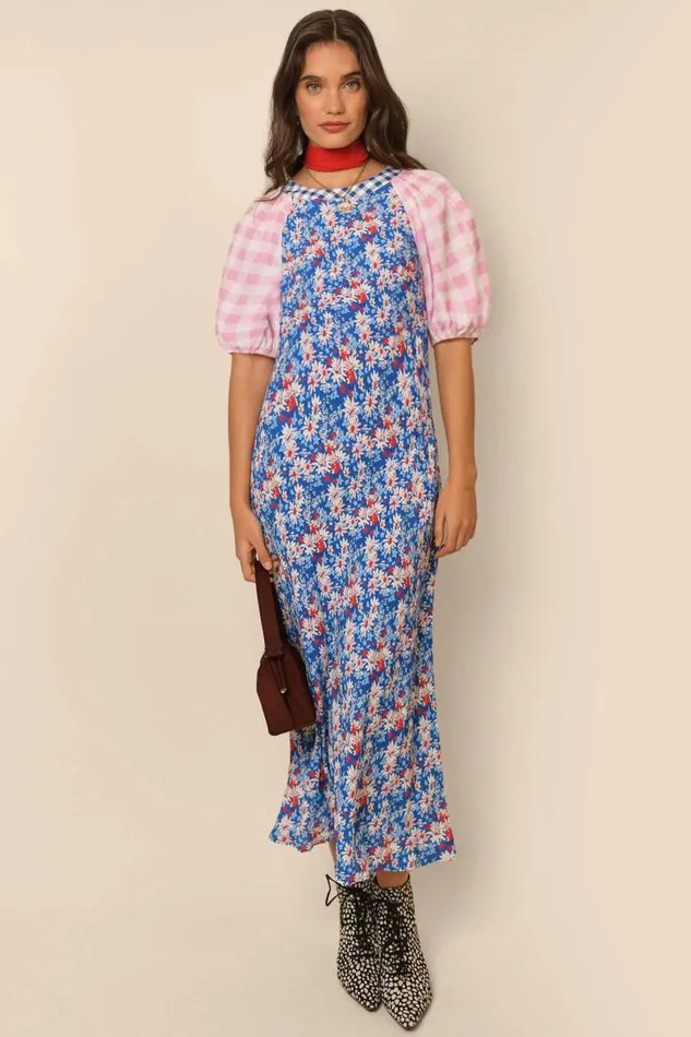 Women Dresses RIXO Medora Blue Daisy Trail Mix