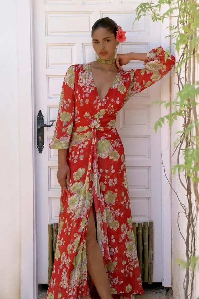 Women Dresses RIXO Meera Waterblossom Red