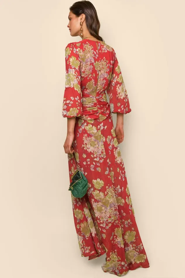 Women Dresses RIXO Meera Waterblossom Red Women Dresses RIXO Meera Waterblossom Red