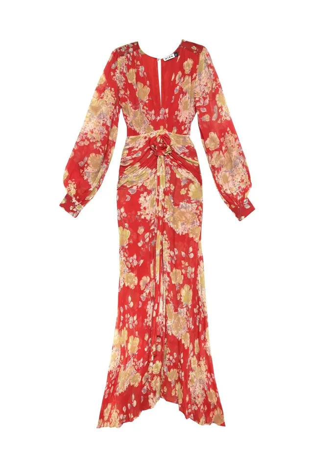 Women Dresses RIXO Meera Waterblossom Red Women Dresses RIXO Meera Waterblossom Red