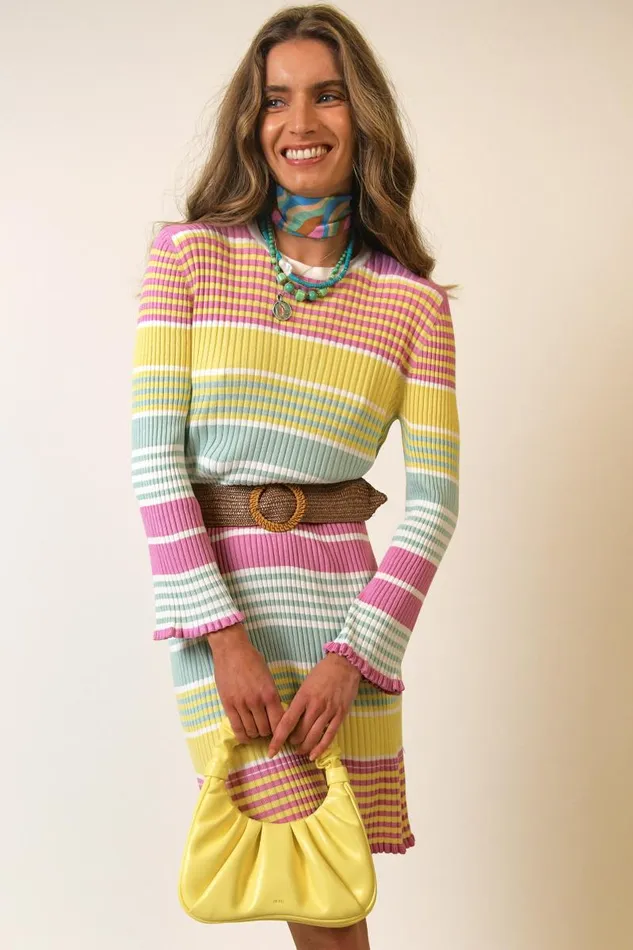 Women Dresses RIXO Milos Rainbow Stripe Women Dresses RIXO Milos Rainbow Stripe