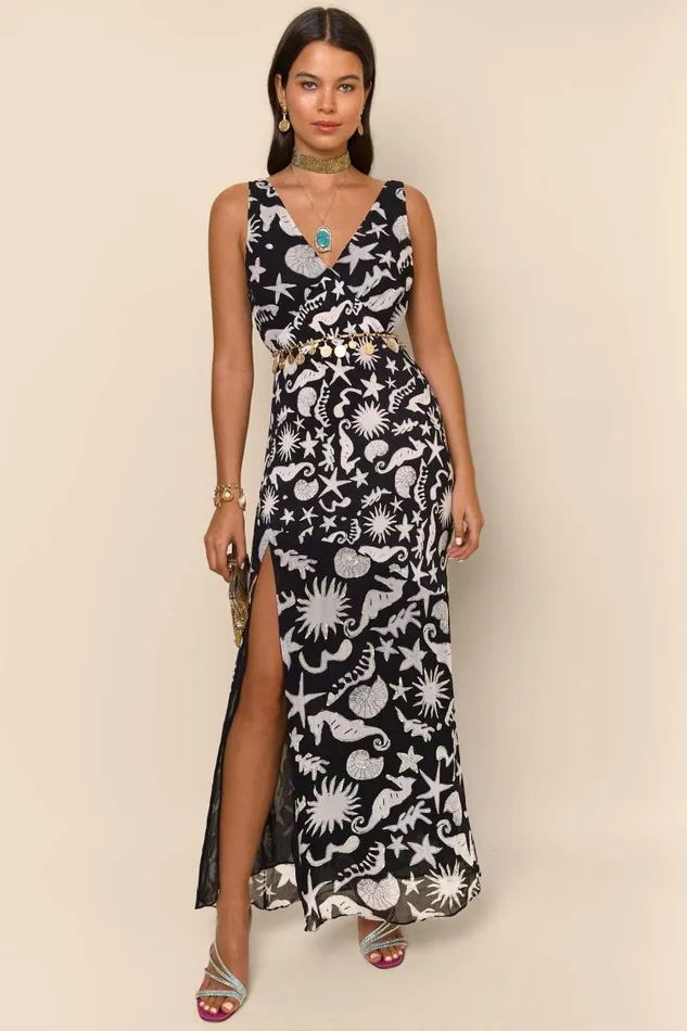 Women Dresses RIXO Moniq Sequin Ocean Black