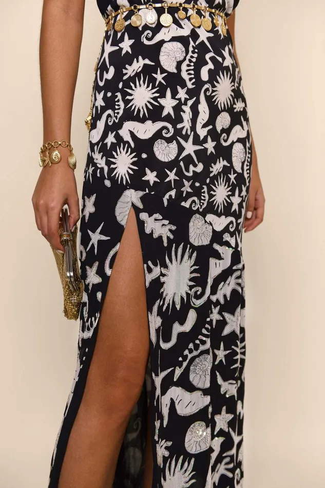 Women Dresses RIXO Moniq Sequin Ocean Black