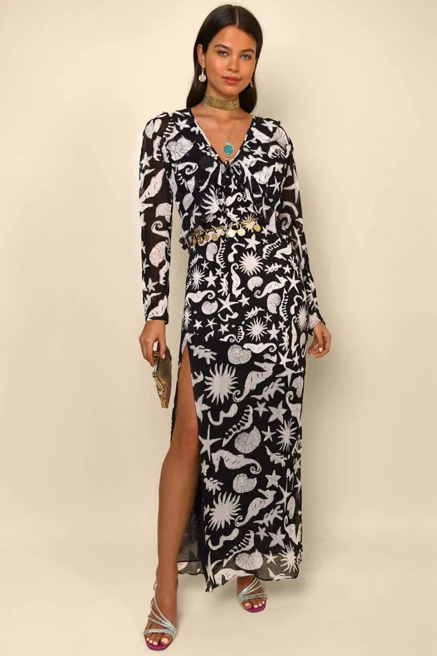 Women Dresses RIXO Moniq Sequin Ocean Black