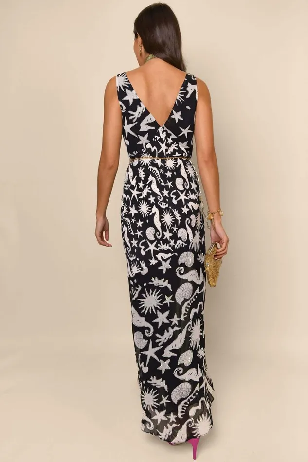 Women Dresses RIXO Moniq Sequin Ocean Black