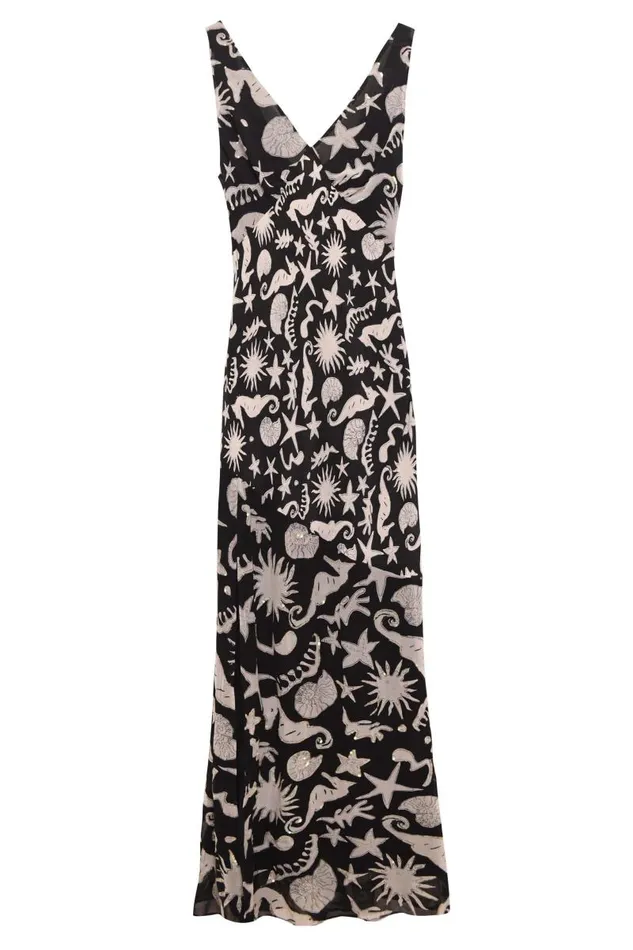 Women Dresses RIXO Moniq Sequin Ocean Black