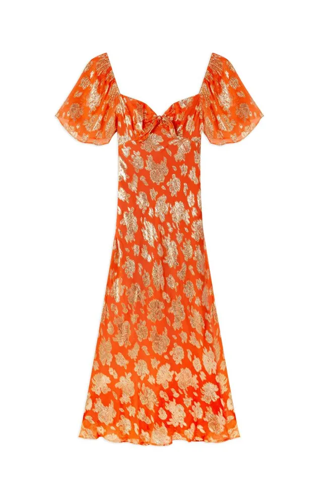 Women Dresses RIXO Paltrow Lily Metallic Tangerine Women Dresses RIXO Paltrow Lily Metallic Tangerine