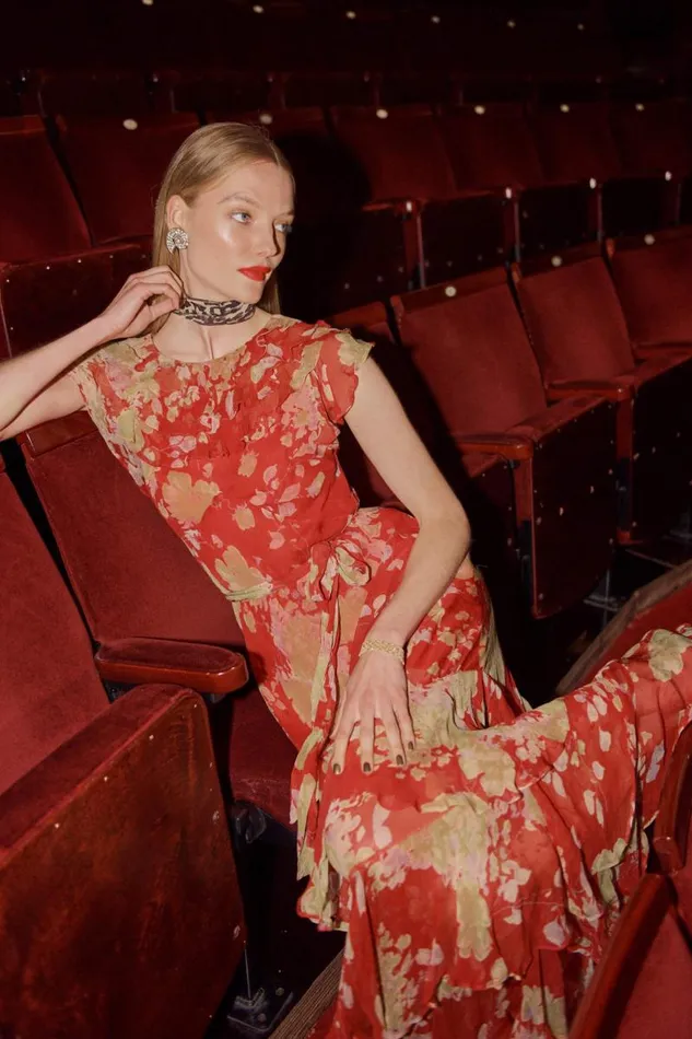 Women Dresses RIXO Rio Red Watercolour Blossom