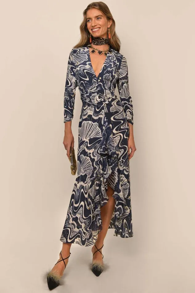 Women Dresses RIXO Rose Navy Glitter Psychedelic Shell Women Dresses RIXO Rose Navy Glitter Psychedelic Shell