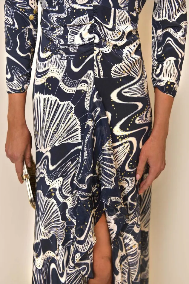 Women Dresses RIXO Rose Navy Glitter Psychedelic Shell Women Dresses RIXO Rose Navy Glitter Psychedelic Shell