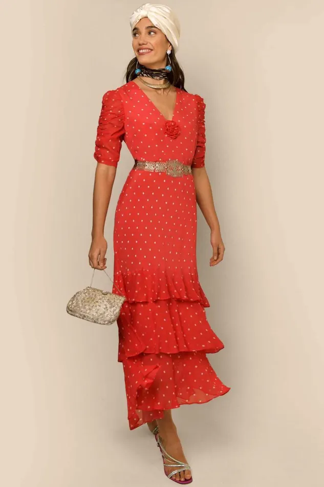 Women Dresses RIXO Rosheen Red Vintage Spot Women Dresses RIXO Rosheen Red Vintage Spot