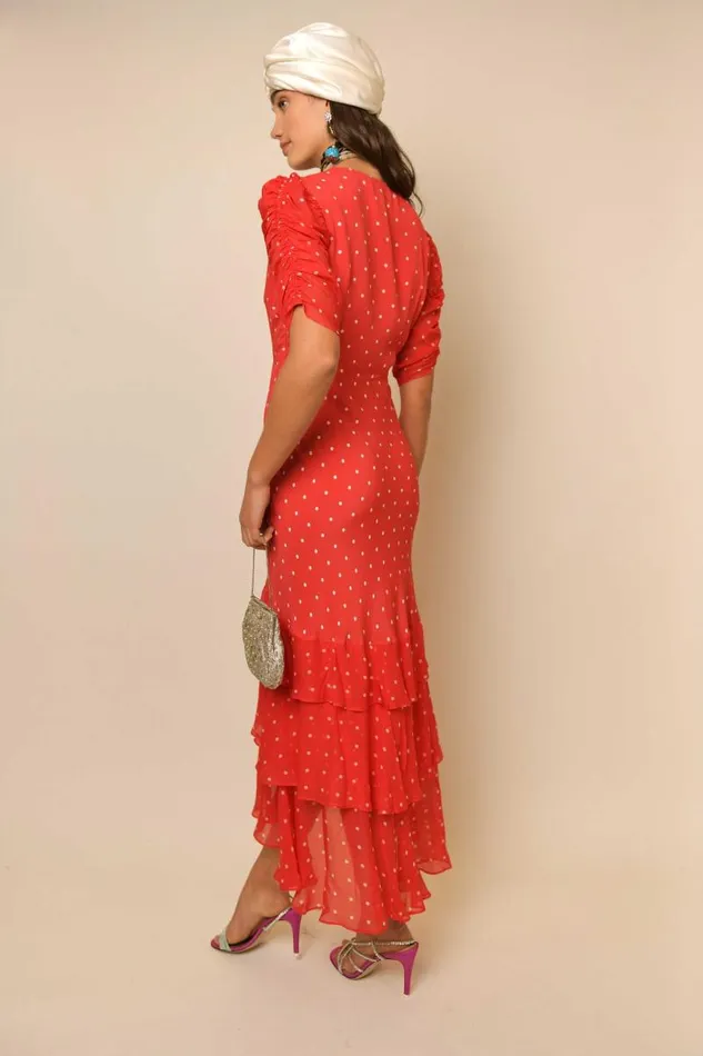 Women Dresses RIXO Rosheen Red Vintage Spot Women Dresses RIXO Rosheen Red Vintage Spot