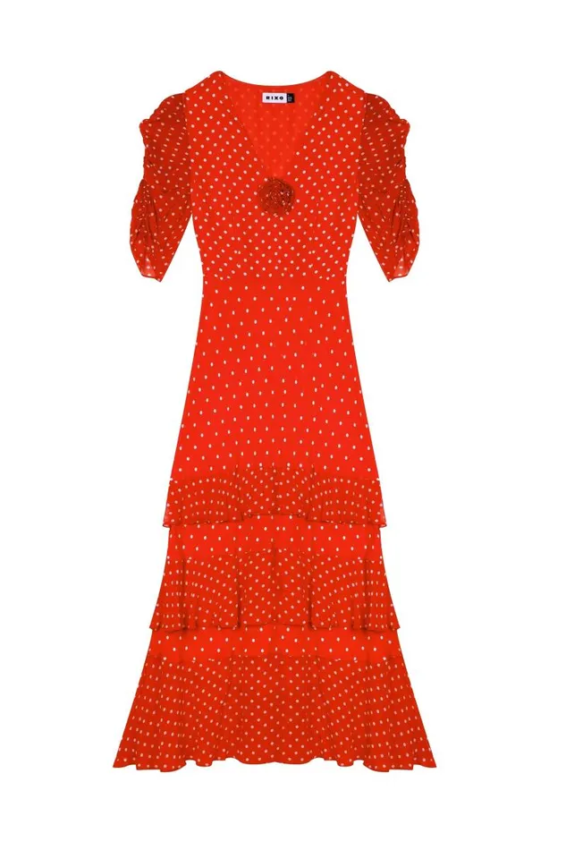Women Dresses RIXO Rosheen Red Vintage Spot Women Dresses RIXO Rosheen Red Vintage Spot