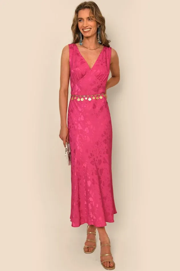 Women Dresses RIXO Sandrine Leaf Heart Pink Women Dresses RIXO Sandrine Leaf Heart Pink
