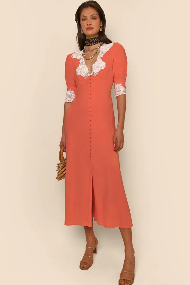 Women Dresses RIXO Simone Coral Women Dresses RIXO Simone Coral