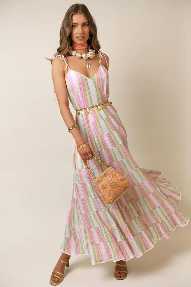 Women Dresses RIXO Sorrento Rainbow Stripe