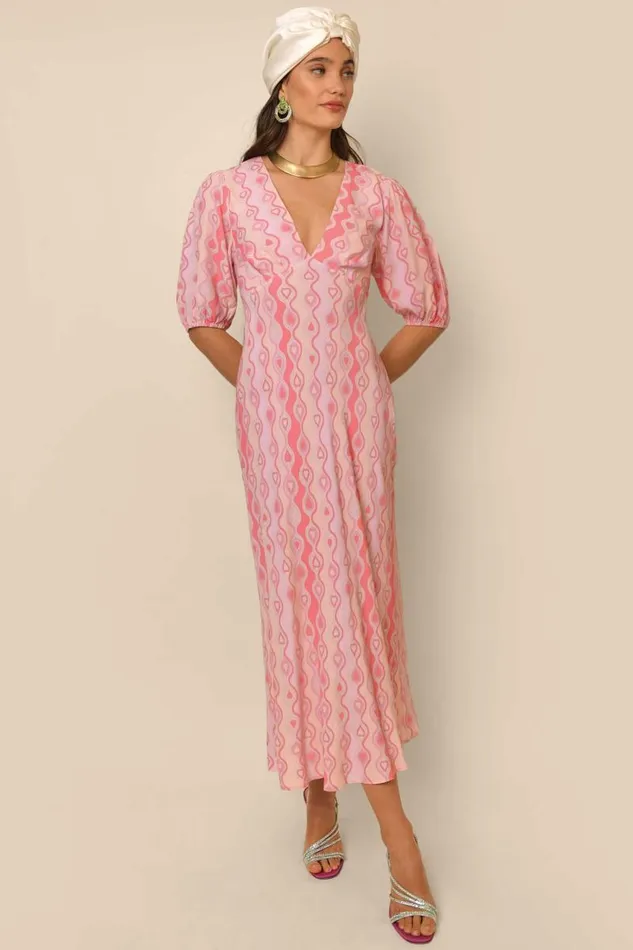 Women Dresses RIXO Steph Heart Geo Lilac