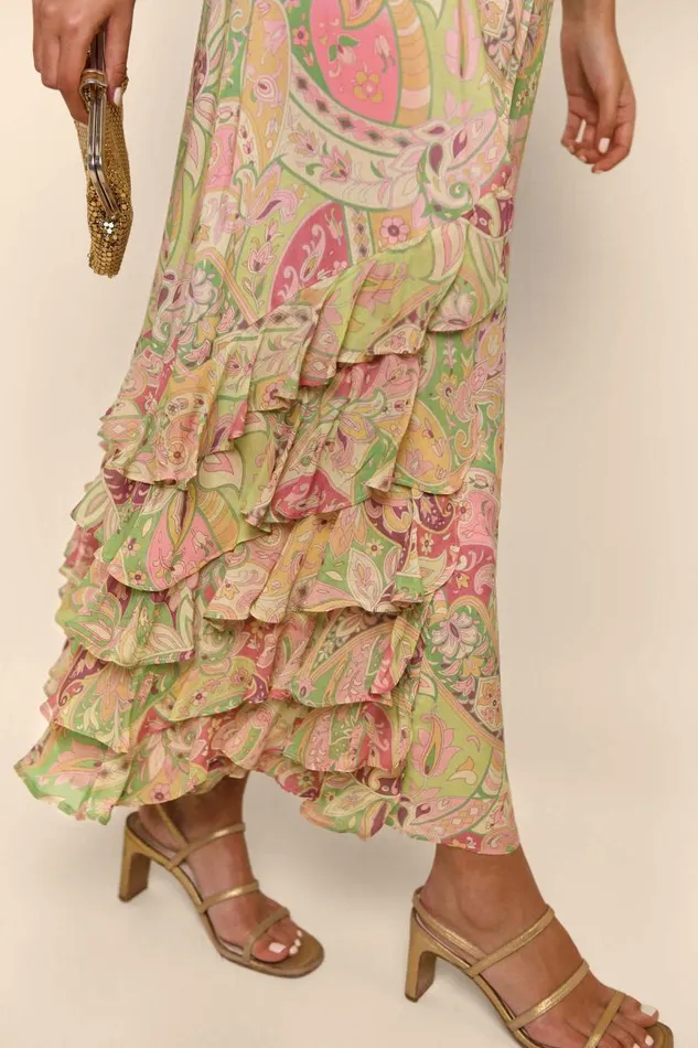Women Dresses RIXO Thanvi Grace Paisley Green Women Dresses RIXO Thanvi Grace Paisley Green