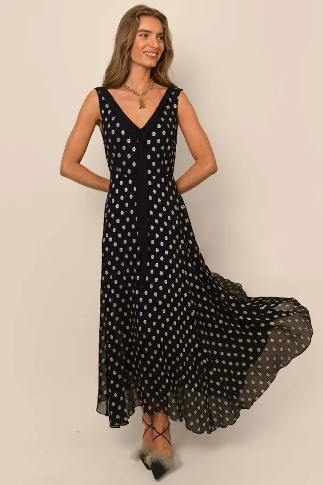 Women Dresses RIXO Viva Black Lurex Flower Jacquard Women Dresses RIXO Viva Black Lurex Flower Jacquard