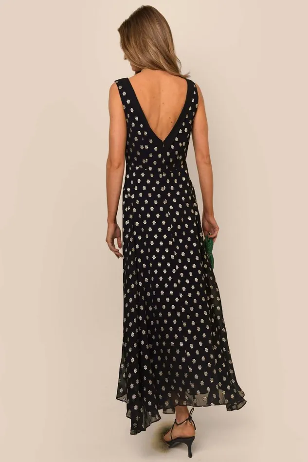 Women Dresses RIXO Viva Black Lurex Flower Jacquard Women Dresses RIXO Viva Black Lurex Flower Jacquard