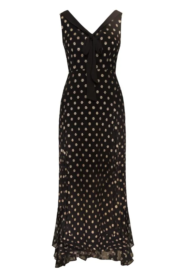 Women Dresses RIXO Viva Black Lurex Flower Jacquard Women Dresses RIXO Viva Black Lurex Flower Jacquard