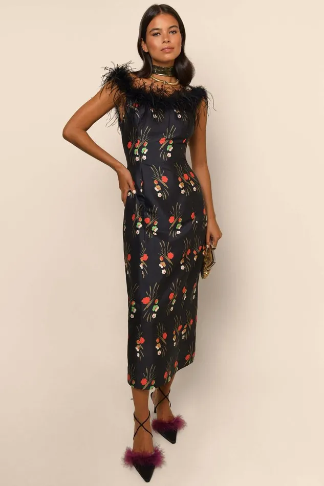 Women Dresses RIXO Winslett Black Cherry Blossom
