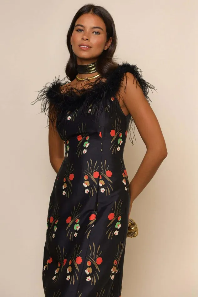 Women Dresses RIXO Winslett Black Cherry Blossom Women Dresses RIXO Winslett Black Cherry Blossom