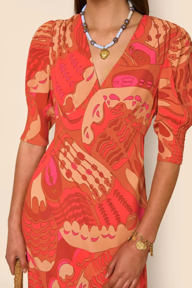 Women Dresses RIXO Zadie Butterfly Red