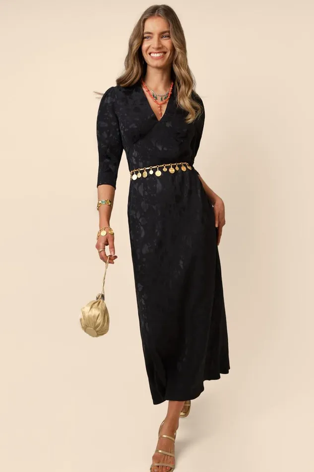 Women Dresses RIXO Zadie Leaf Heart Black