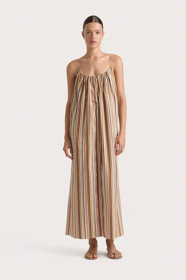 Women En Vau Maxi Dress Terracotta Stripe Faithfull The Brand Dresses