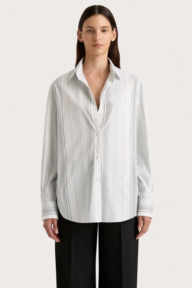Women En Vau Shirt Striped Soft Blue Faithfull The Brand Tops Women En Vau Shirt Striped Soft Blue Faithfull The Brand Tops