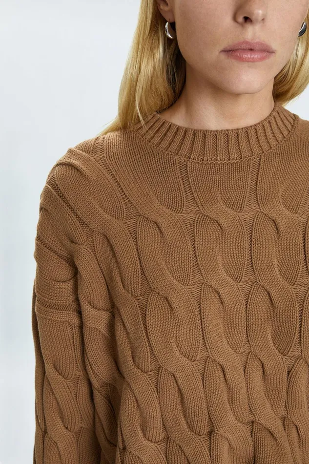 Women Eva Sweater 8211 Caramel Cable Pistola Denim Sweaters and Knits