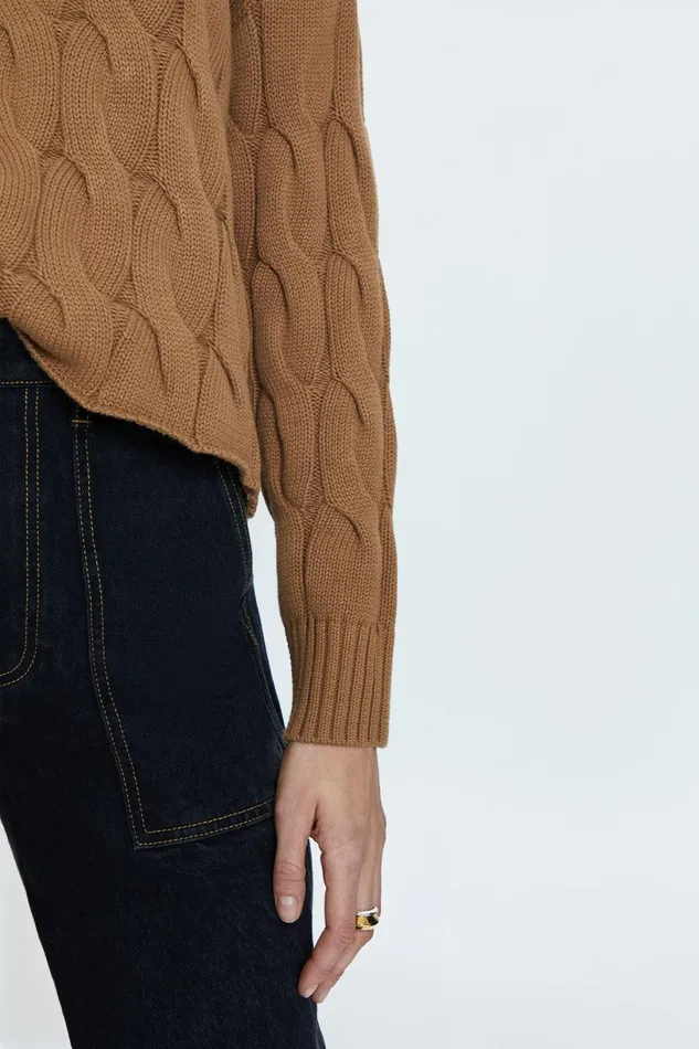 Women Eva Sweater 8211 Caramel Cable Pistola Denim Sweaters and Knits
