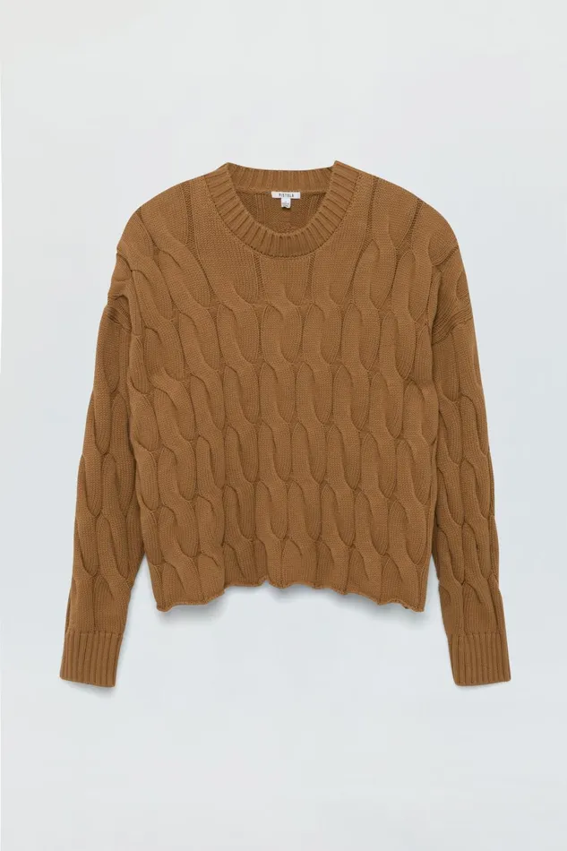 Women Eva Sweater 8211 Caramel Cable Pistola Denim Sweaters and Knits