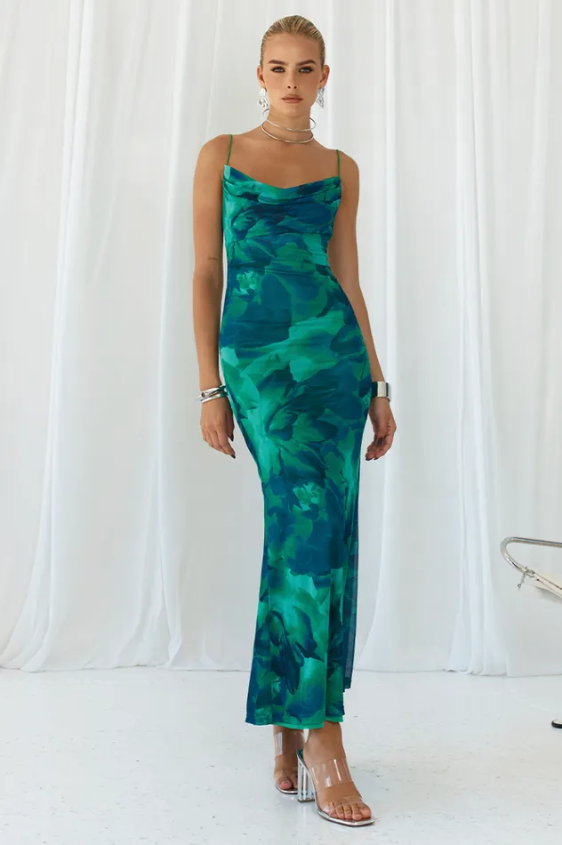 Women Evening Dresses Runaway The Label KAPRI SLIP DRESS Green Floral
