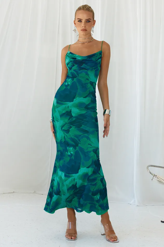 Women Evening Dresses Runaway The Label KAPRI SLIP DRESS Green Floral
