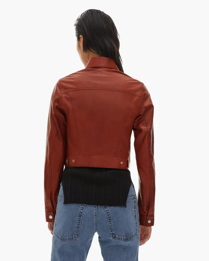 Women Fem Little Trucker Jacket Red Tobacco Helmut Lang Jackets