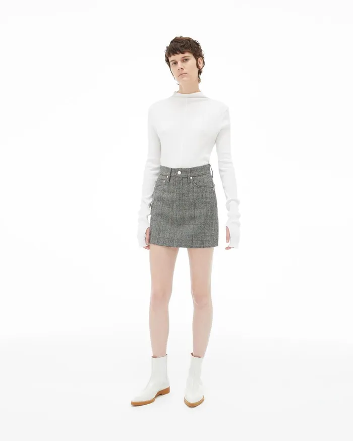 Women Femme Hi Mini Skirt Charcoal Helmut Lang Dresses and Skirts