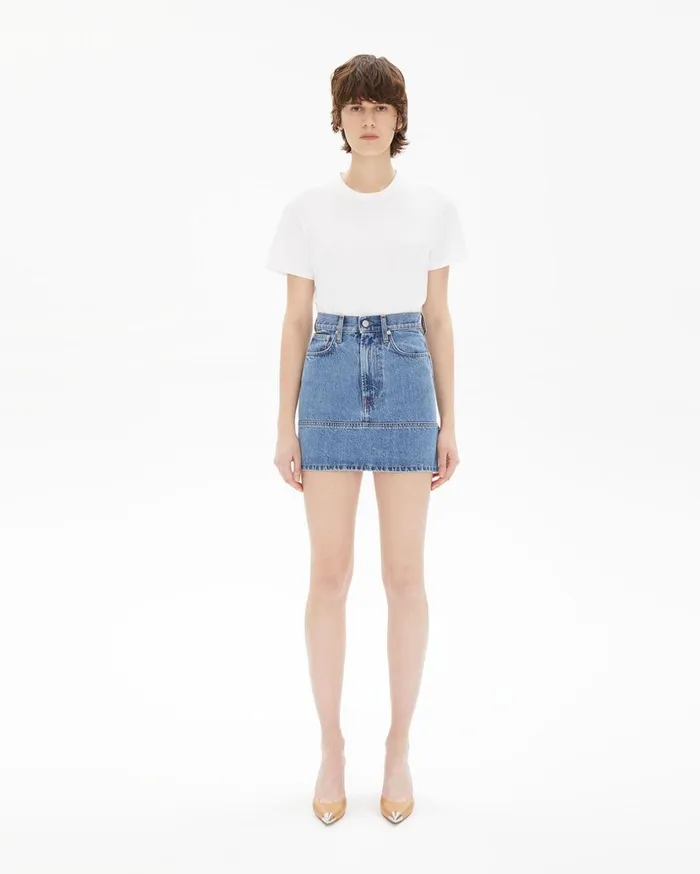 Women Femme Utility Mini Skirt Acc Hi Contrast Indigo Helmut Lang Jeans