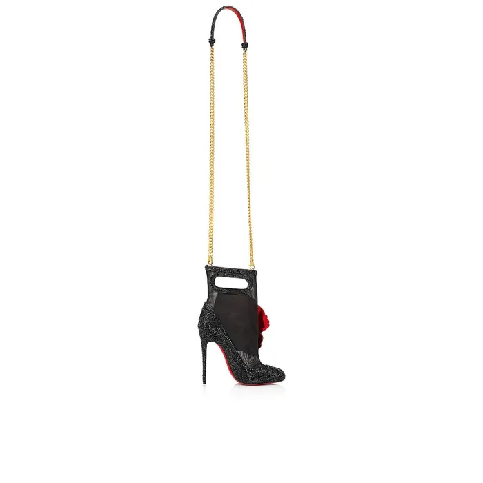 Women Fifi Charm Chain Bag 8211 Veau Velours Strass And Flamenco Embroidery 8211 Black Black Christian Louboutin Keychains and Charms