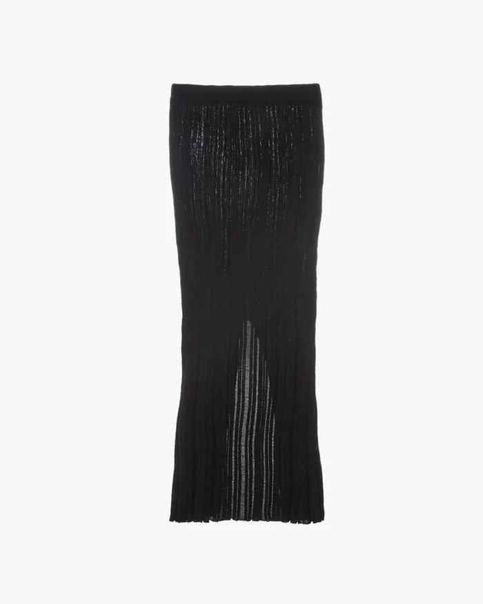 Women Fine Wool Rib Skirt Black Helmut Lang Skirts