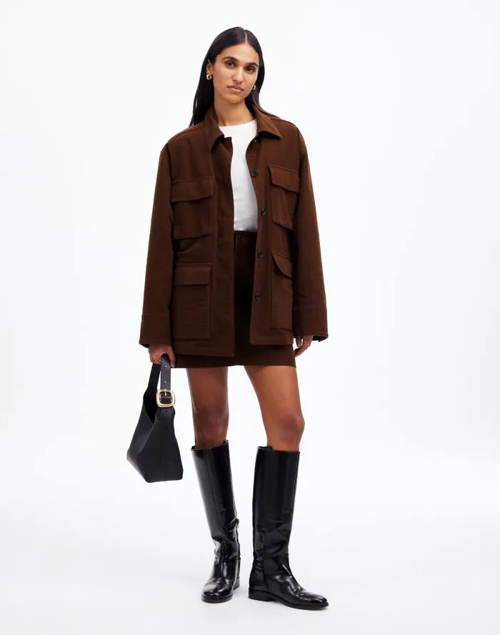 Women FlapPocket Field Jacket Dark Chicory Madewell Coats Jackets